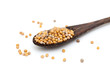 mustard seeds in a wooden spoon