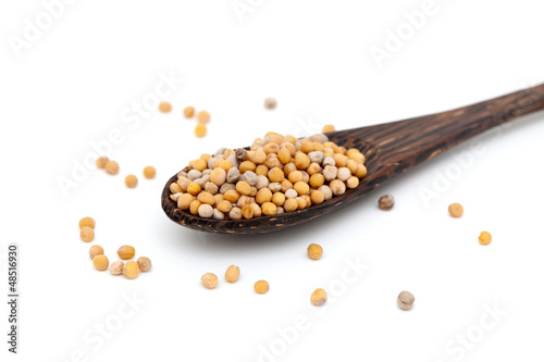 Photo: mustard seeds in a wooden spoon mustard seeds in a wooden spoon