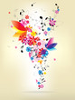 Vector: Abstract musical background with floral elements Abstract musical background with floral elements