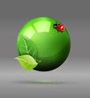 vector green globe with leaves and ladybug