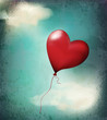 Vector: vector retro card( balloon-hearts flying in the sky) vector retro card( balloon-hearts flying in the sky)