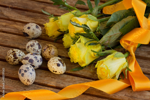 Photo: easter eggs and roses easter eggs and roses