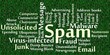 Spam word cloud with data background