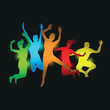 Vector: colourful people jumping colourful people jumping