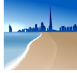 Dubai vector illustration with beach and sea