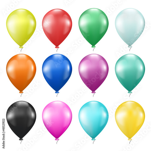 Vector: set of colorful balloons on white set of colorful balloons on white