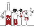 bottle, glasses and grapes