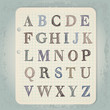 hand drawn abc letters on wintage notepad background