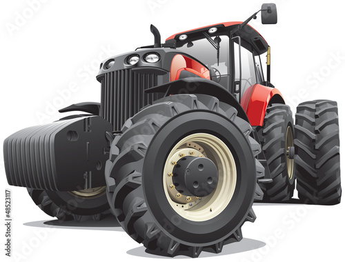 Vector: red tractor with large wheels red tractor with large wheels