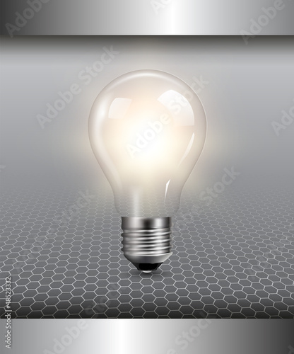 Vector: 3D background with light bulb illuminated 3D background with light bulb illuminated