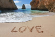Word Love In The Sand At The B...