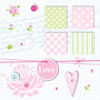 Scrapbook design elements, seamless patterns