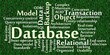 Database word cloud with data background
