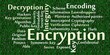 Encryption word cloud with data background