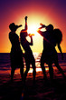 People having party at beach with drinks