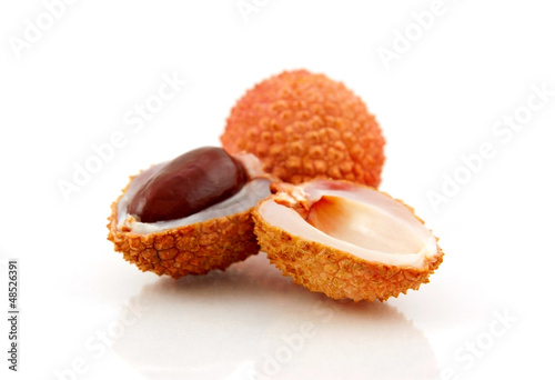 Photo: Lychee (Litchi chinensis) isolated on white background Lychee (Litchi chinensis) isolated on white background