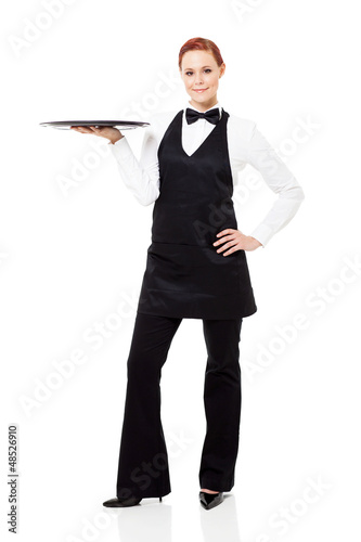 Photo: pretty waitress full length portrait on white pretty waitress full length portrait on white