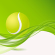 tennis ball on modern style wave background