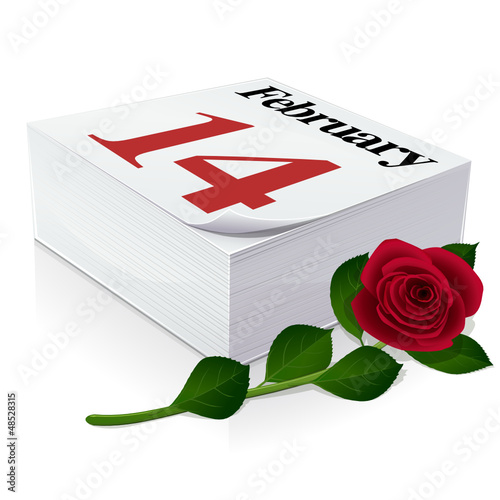 Vector: Agenda: February 14th, Valentine's Day and rose Agenda: February 14th, Valentine's Day and rose