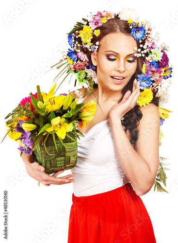 Photo: Happy woman with flower. Happy woman with flower.