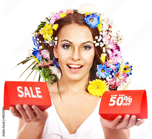 Photo: Close up make up with flower. Close up make up with flower.