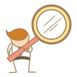 cartoon character of  man searching using magnifyer