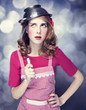 Redhead housewife with soup ladle