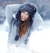 beautiful girl in the park in winter