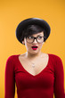 Astonished nerd girl