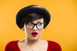 Astonished nerd girl
