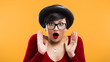 Astonished nerd girl