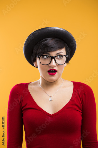 Photo: Astonished nerd girl Astonished nerd girl
