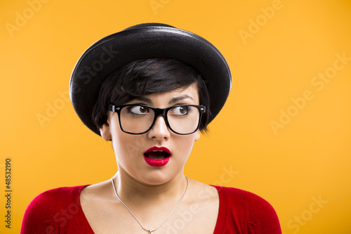 Photo: Astonished nerd girl Astonished nerd girl