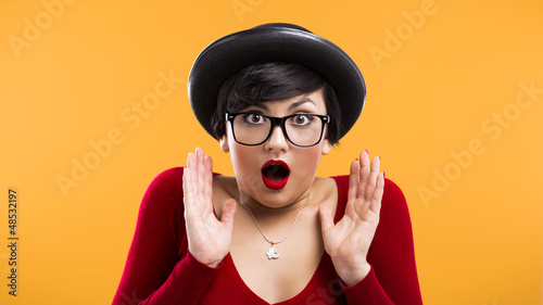 Photo: Astonished nerd girl Astonished nerd girl