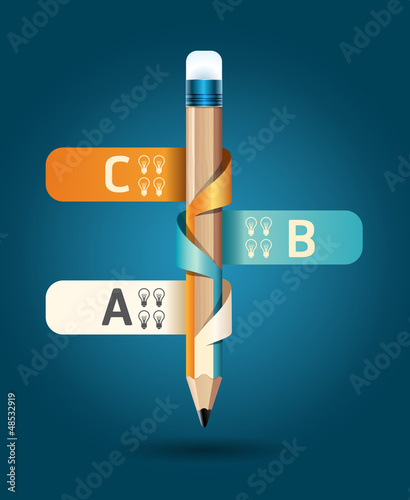 Vector: Creative Template with pencil ribbon banner Creative Template with pencil ribbon banner