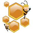 Vektor: Bee Cartoon with Beehive Cells-Ape Cartoon e Celle Alverare Bee Cartoon with Beehive Cells-Ape Cartoon e Celle Alverare