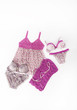 Sexy pink flower set of lingerie