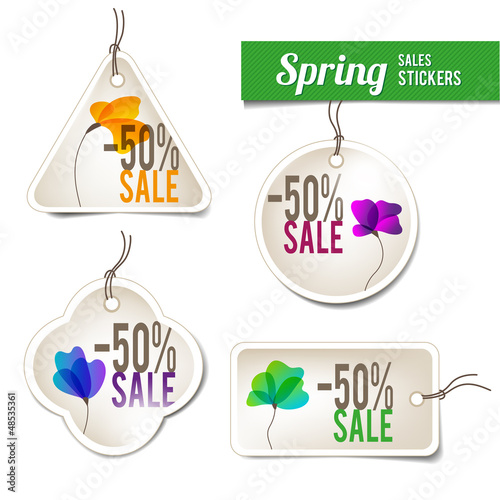 Vector: Spring Sales Stickers Spring Sales Stickers