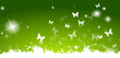 Green card with butterflies and hearts