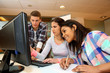 Group of students working in computer lab