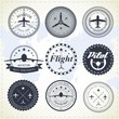 Set of vintage aviation labels