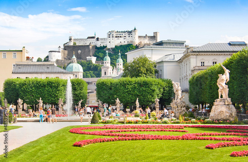 Photo: Mirabell Gardens and Fortress Hohensalzburg in Salzburg, Austria Mirabell Gardens and Fortress Hohensalzburg in Salzburg, Austria