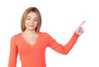 Photo: Attractive girl pointing to something Attractive girl pointing to something