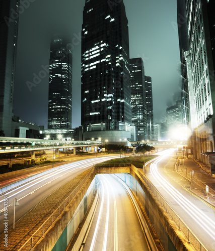 Photo: traffic in Hong Kong at night traffic in Hong Kong at night