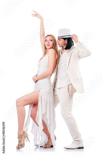 Photo: Pair dancing dances isolated on white Pair dancing dances isolated on white
