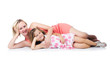 Photo: Happy mother and daughter isolated on white Happy mother and daughter isolated on white