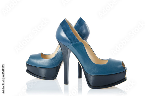 Photo: Blue shoes isolated on the white Blue shoes isolated on the white