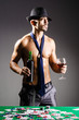 Naked broke businessman in casino