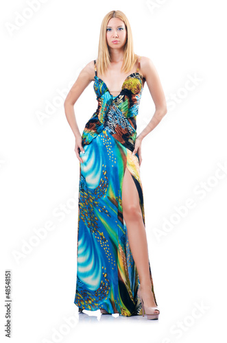 Photo: Fashion concept with tall model on white Fashion concept with tall model on white