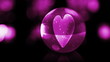 heart in pink glass ball with snow